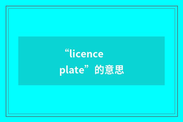 “licence plate”的意思