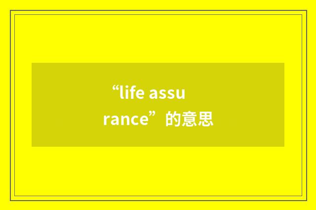 “life assurance”的意思