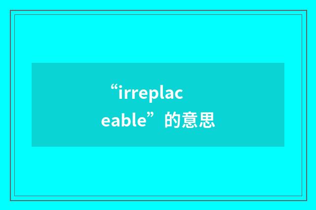 “irreplaceable”的意思