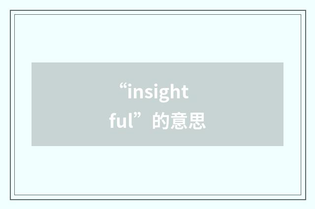 “insightful”的意思