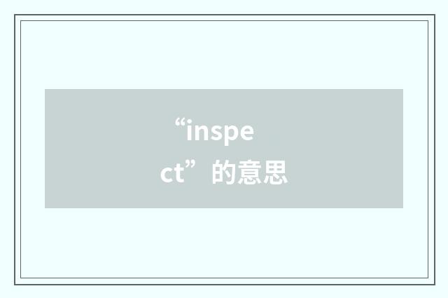 “inspect”的意思