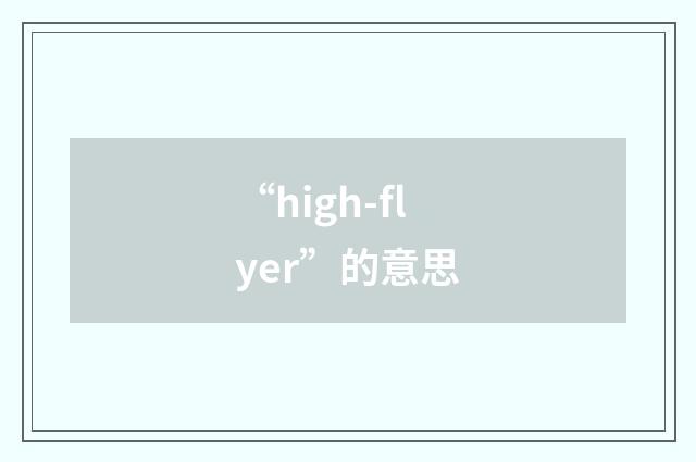 “high-flyer”的意思