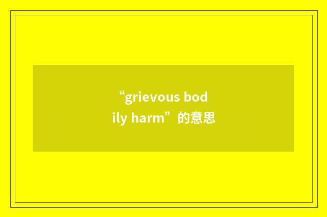 “grievous bodily harm”的意思