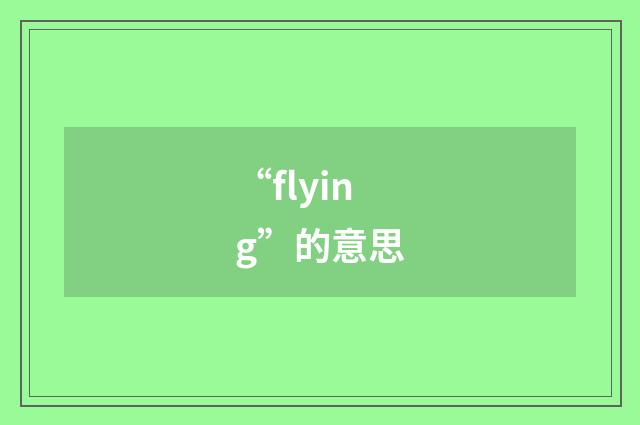 “flying”的意思