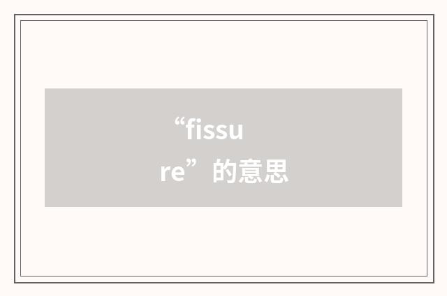 “fissure”的意思