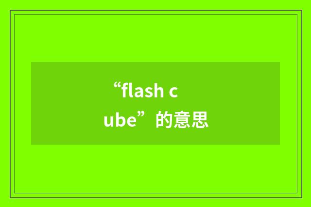 “flash cube”的意思