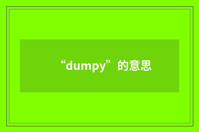 “dumpy”的意思