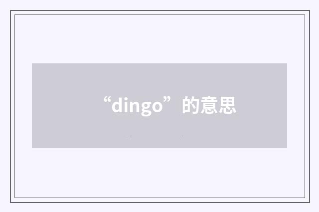 “dingo”的意思