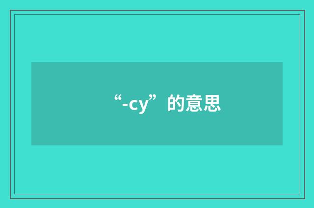 “-cy”的意思