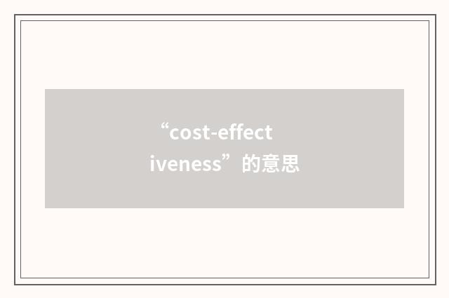 “cost-effectiveness”的意思