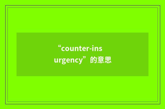 “counter-insurgency”的意思