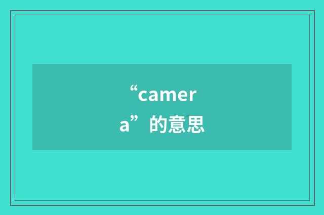 “camera”的意思