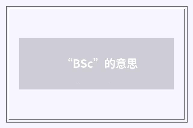 “BSc”的意思