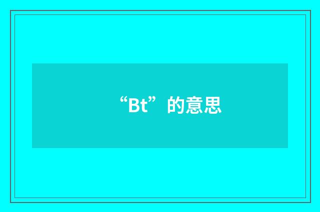 “Bt”的意思