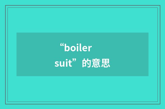 “boiler suit”的意思