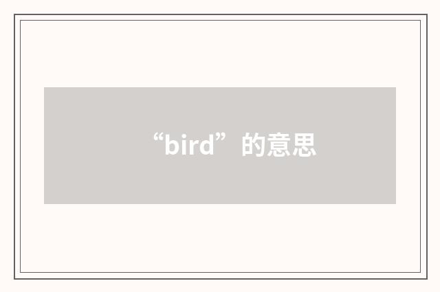 “bird”的意思
