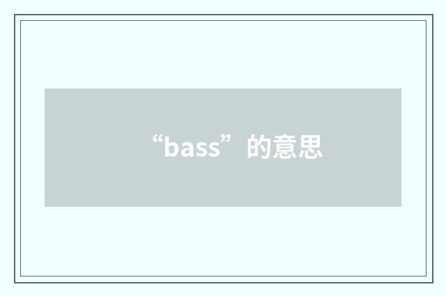 “bass”的意思