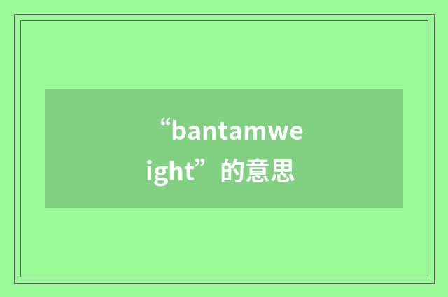 “bantamweight”的意思