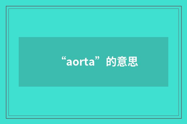 “aorta”的意思