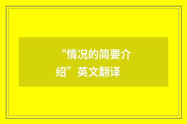 “情况的简要介绍”英文翻译