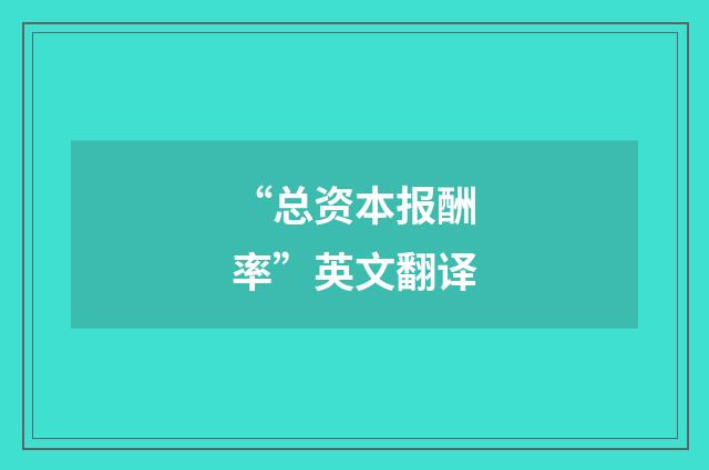 “总资本报酬率”英文翻译