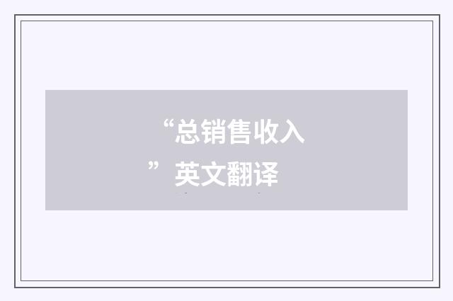 “总销售收入”英文翻译