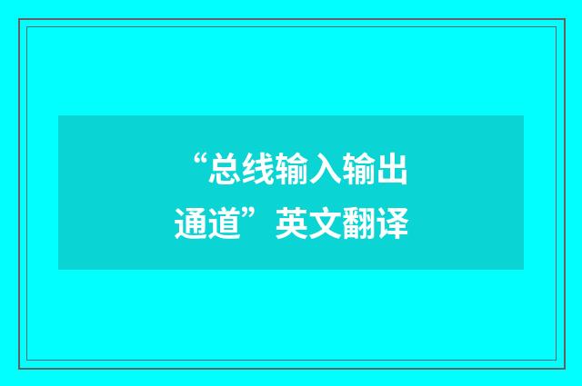 “总线输入输出通道”英文翻译