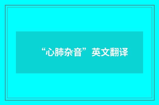 “心肺杂音”英文翻译