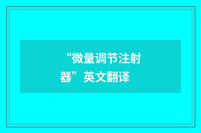 “微量调节注射器”英文翻译