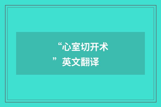 “心室切开术”英文翻译