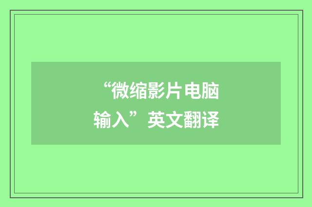 “微缩影片电脑输入”英文翻译