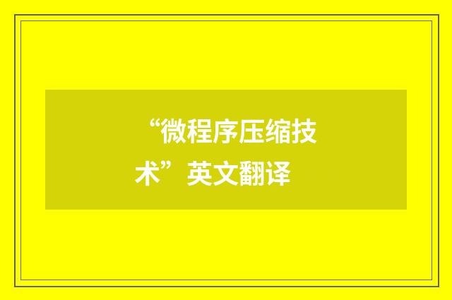 “微程序压缩技术”英文翻译