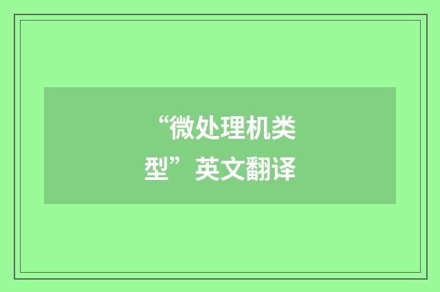 “微处理机类型”英文翻译