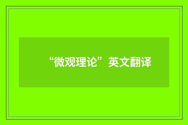 “微观理论”英文翻译
