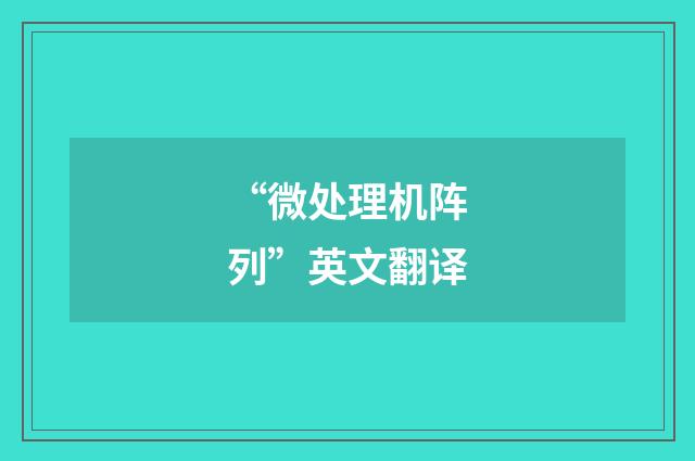 “微处理机阵列”英文翻译