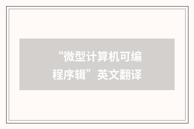 “微型计算机可编程序辑”英文翻译