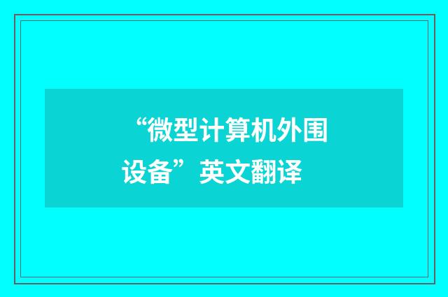 “微型计算机外围设备”英文翻译