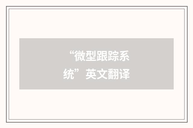 “微型跟踪系统”英文翻译