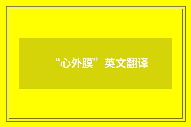 “心外膜”英文翻译