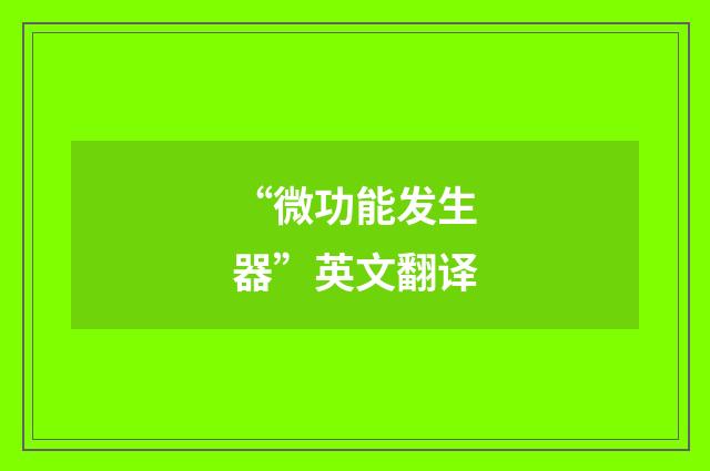 “微功能发生器”英文翻译