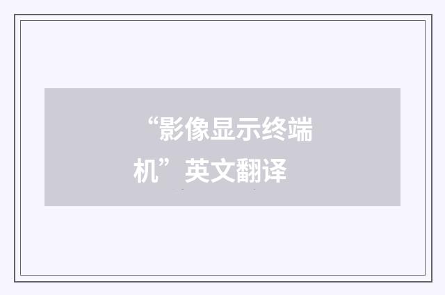 “影像显示终端机”英文翻译