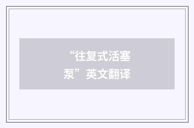 “往复式活塞泵”英文翻译