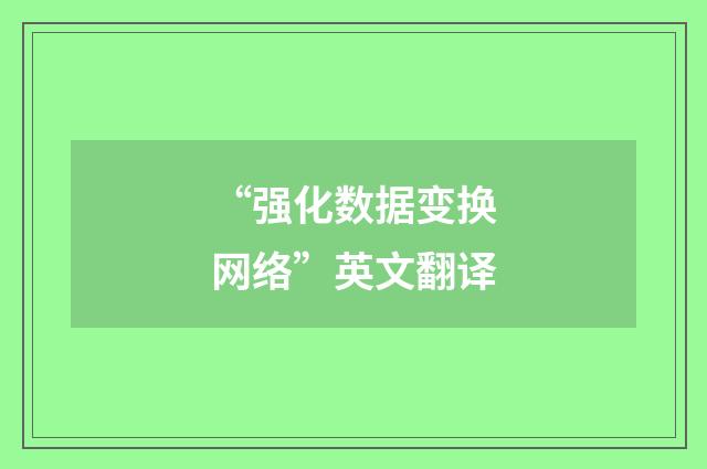 “强化数据变换网络”英文翻译