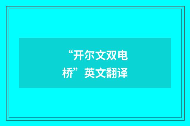 “开尔文双电桥”英文翻译
