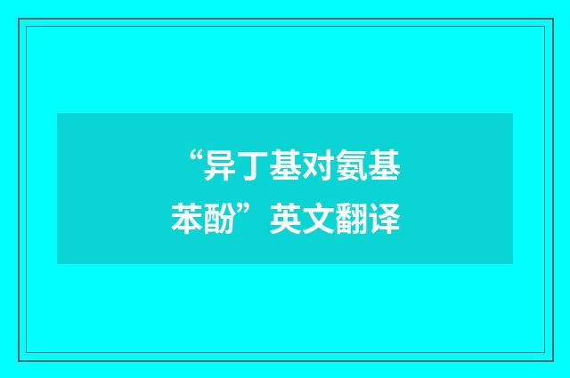 “异丁基对氨基苯酚”英文翻译