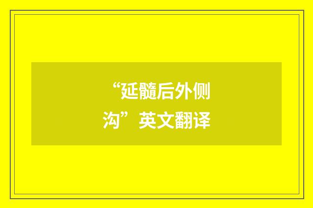 “延髓后外侧沟”英文翻译