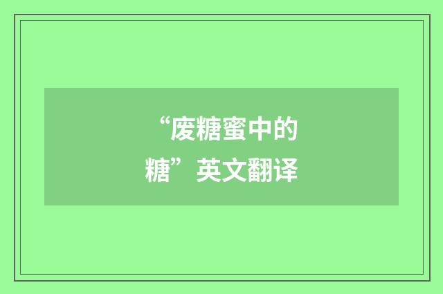 “废糖蜜中的糖”英文翻译