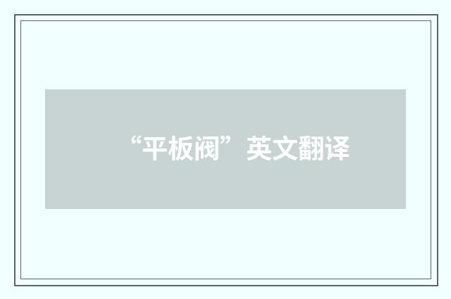 “平板阀”英文翻译