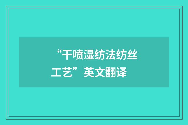 “干喷湿纺法纺丝工艺”英文翻译