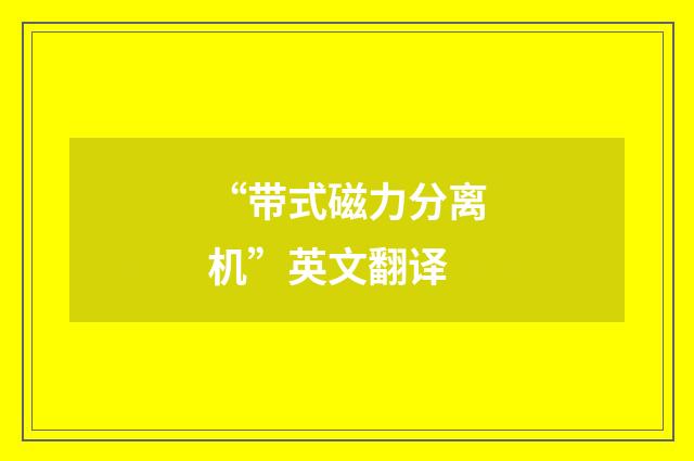 “带式磁力分离机”英文翻译